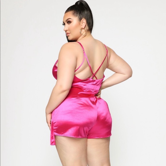 NWT Satin Romper-Magenta - Picture 5 of 6